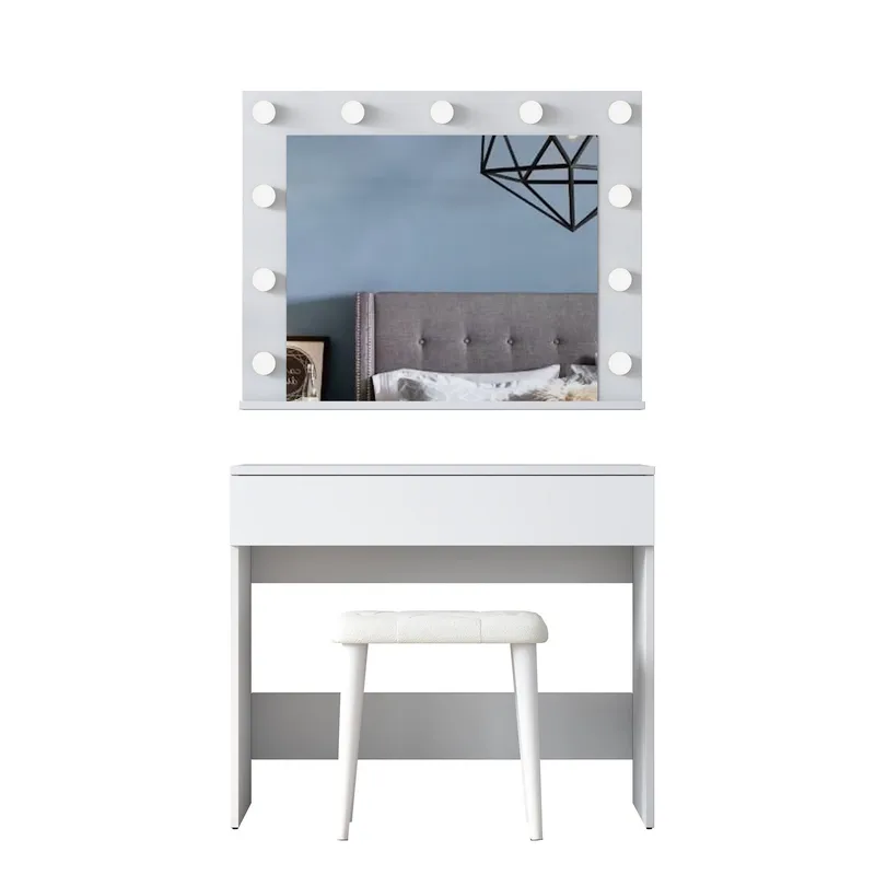 Sminkebord Wallxpert Gala Shelf (90 x 76,8 x 45 cm) Hvit, Hvit