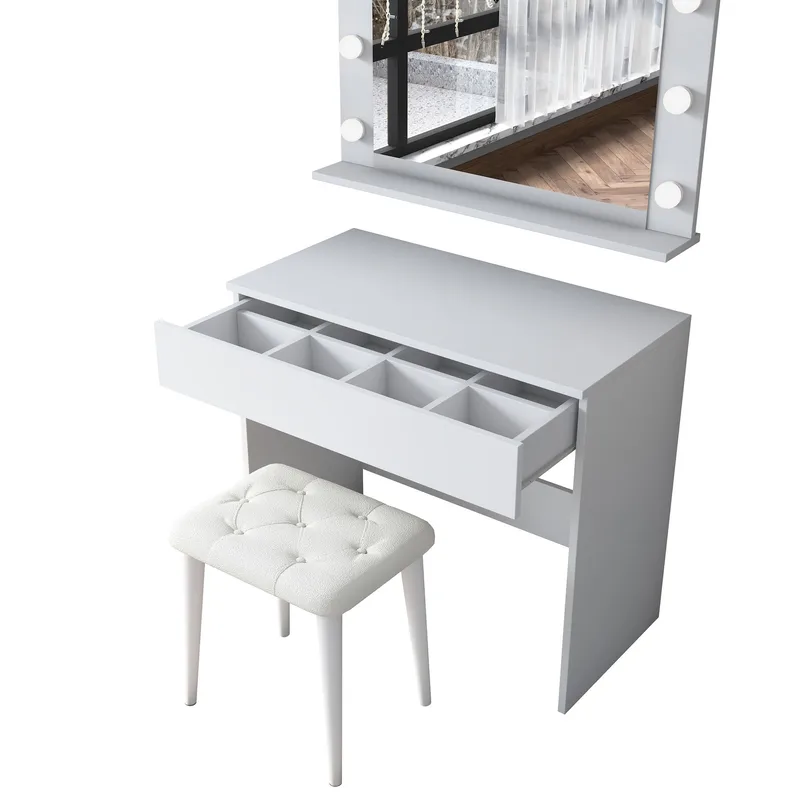 Sminkebord Wallxpert Gala Shelf (90 x 76,8 x 45 cm) Hvit - Hvit - Møbler - Bord - Sminkebord & toalettbord