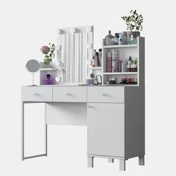 Sminkebord Wallxpert Hyla BJ139 (120 x 136,8 x 40 cm) Hvit - Hvit - Møbler - Bord - Sminkebord & toalettbord