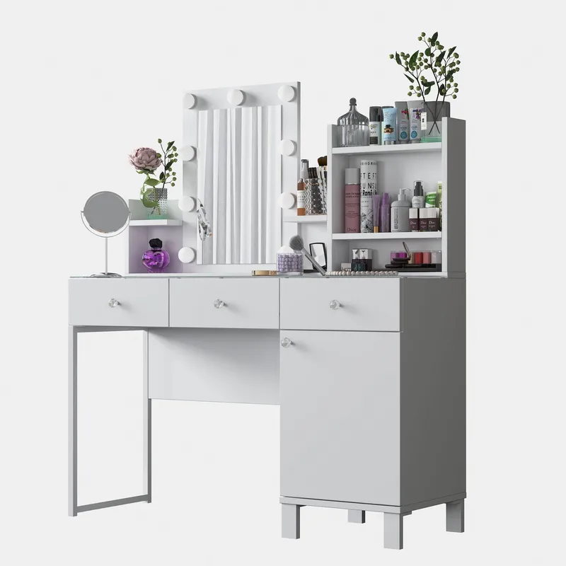 Sminkebord Wallxpert Hyla BJ139 (120 x 136,8 x 40 cm) Hvit, Hvit