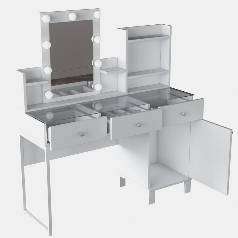 Sminkebord Wallxpert Hyla BJ139 (120 x 136,8 x 40 cm) Hvit - Hvit - Møbler - Bord - Sminkebord & toalettbord