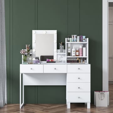 Sminkebord Wallxpert Hyla BJ141 (120 x 136,8 x 40 cm) Hvit - Hvit - Møbler - Bord - Sminkebord & toalettbord