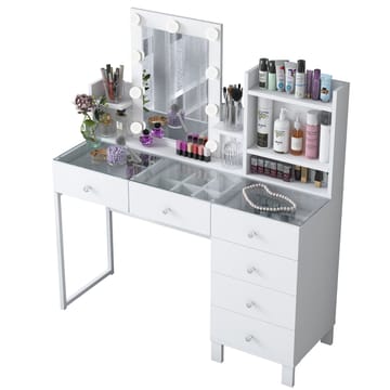 Sminkebord Wallxpert Hyla BJ141 (120 x 136,8 x 40 cm) Hvit - Hvit - Møbler - Bord - Sminkebord & toalettbord