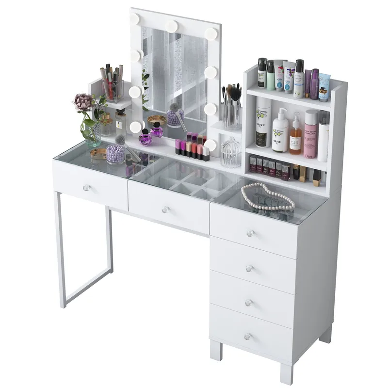 Sminkebord Wallxpert Hyla BJ141 (120 x 136,8 x 40 cm) Hvit, Hvit