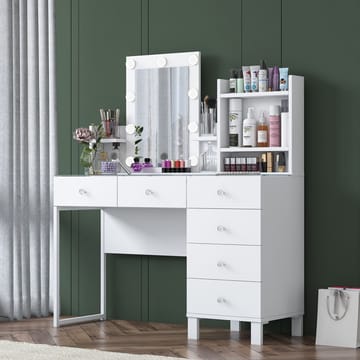 Sminkebord Wallxpert Hyla BJ141 (120 x 136,8 x 40 cm) Hvit - Hvit - Møbler - Bord - Sminkebord & toalettbord