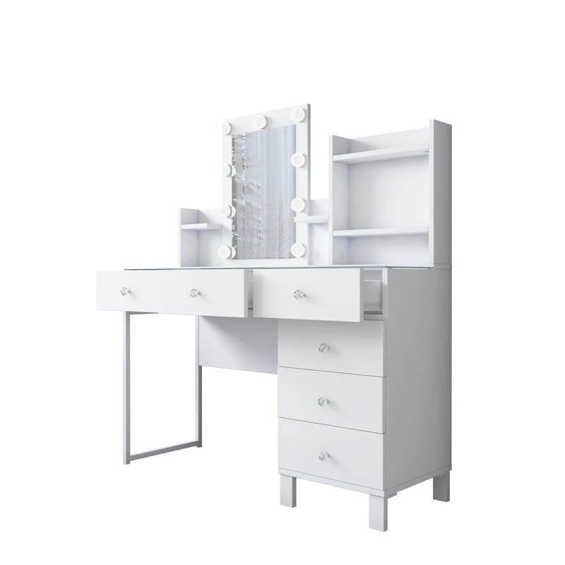 Sminkebord Wallxpert Hyla BJ141 (120 x 136,8 x 40 cm) Hvit - Hvit - Møbler - Bord - Sminkebord & toalettbord