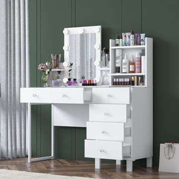Sminkebord Wallxpert Hyla BJ141 (120 x 136,8 x 40 cm) Hvit - Hvit - Møbler - Bord - Sminkebord & toalettbord
