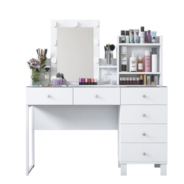 Sminkebord Wallxpert Hyla BJ141 (120 x 136,8 x 40 cm) Hvit - Hvit - Møbler - Bord - Sminkebord & toalettbord