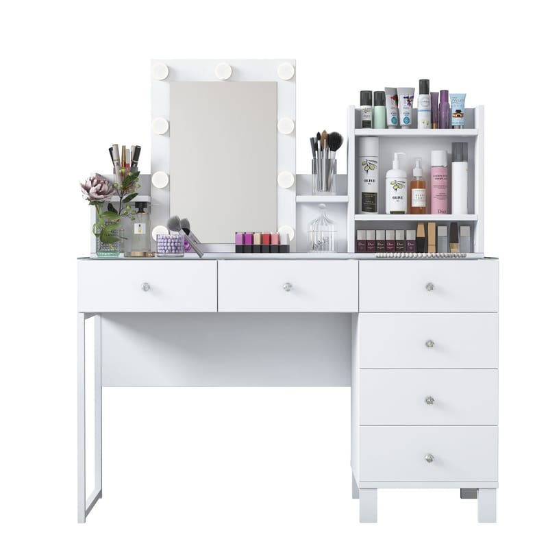 Sminkebord Wallxpert Hyla BJ141 (120 x 136,8 x 40 cm) Hvit - Hvit - Møbler - Bord - Sminkebord & toalettbord