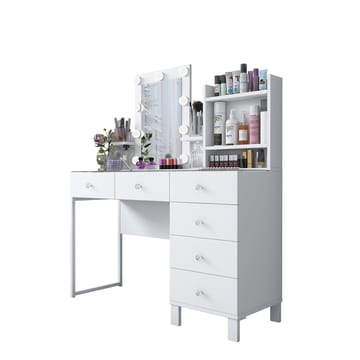 Sminkebord Wallxpert Hyla BJ141 (120 x 136,8 x 40 cm) Hvit - Hvit - Møbler - Bord - Sminkebord & toalettbord