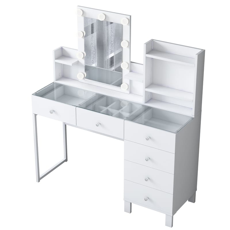 Sminkebord Wallxpert Hyla BJ141 (120 x 136,8 x 40 cm) Hvit - Hvit - Møbler - Bord - Sminkebord & toalettbord