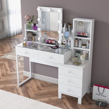 Sminkebord Wallxpert Hyla BJ153 (120 x 136,8 x 40 cm) Hvit - Hvit - Møbler - Bord - Sminkebord & toalettbord