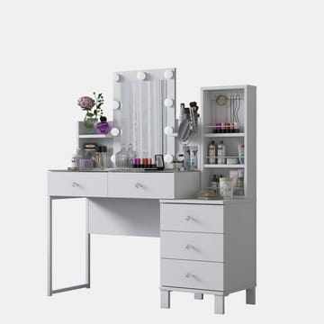 Sminkebord Wallxpert Hyla BJ153 (120 x 136,8 x 40 cm) Hvit - Hvit - Møbler - Bord - Sminkebord & toalettbord