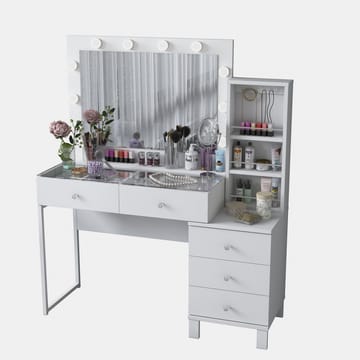 Sminkebord Wallxpert Isla-hylle BJ151 (120 x 141,8 x 40 cm) hvit - Hvit - Møbler - Bord - Sminkebord & toalettbord
