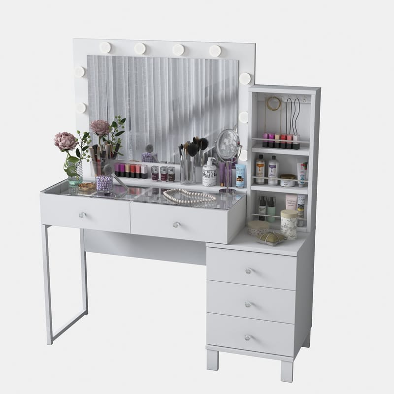 Sminkebord Wallxpert Isla-hylle BJ151 (120 x 141,8 x 40 cm) hvit - Hvit - Møbler - Bord - Sminkebord & toalettbord