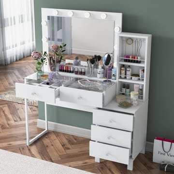 Sminkebord Wallxpert Isla-hylle BJ151 (120 x 141,8 x 40 cm) hvit - Hvit - M øbler - Bord - Sminkebord & toalettbord