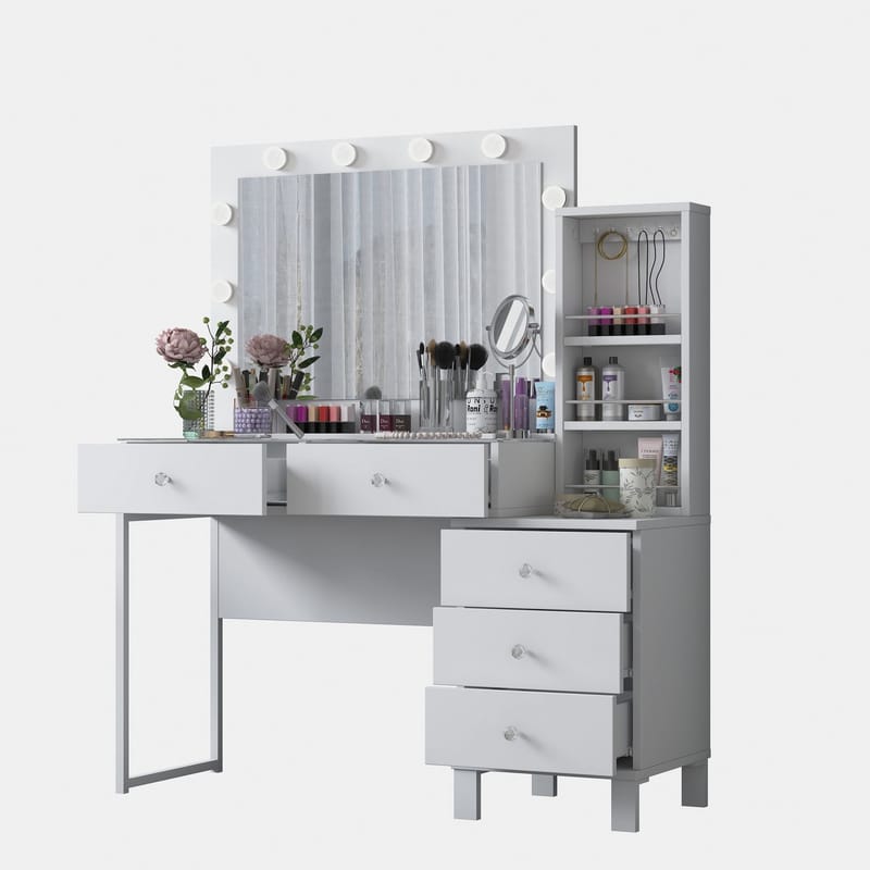 Sminkebord Wallxpert Isla-hylle BJ151 (120 x 141,8 x 40 cm) hvit - Hvit - Møbler - Bord - Sminkebord & toalettbord