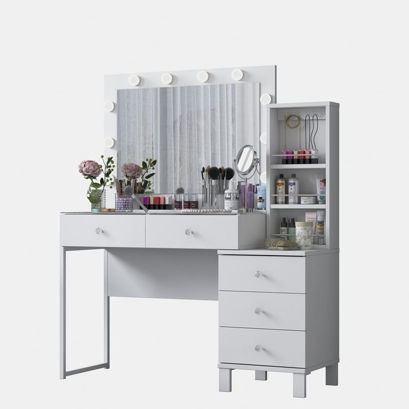 Sminkebord Wallxpert Isla-hylle BJ151 (120 x 141,8 x 40 cm) hvit - Hvit - Møbler - Bord - Sminkebord & toalettbord
