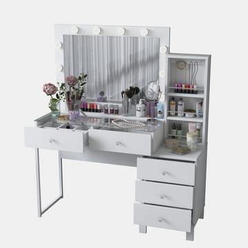 Sminkebord Wallxpert Isla-hylle BJ151 (120 x 141,8 x 40 cm) hvit - Hvit - Møbler - Bord - Sminkebord & toalettbord