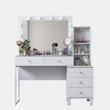 Sminkebord Wallxpert Isla-hylle BJ151 (120 x 141,8 x 40 cm) hvit - Hvit - Møbler - Bord - Sminkebord & toalettbord
