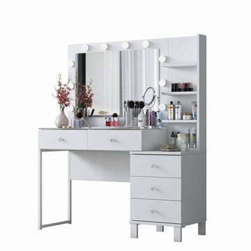 Sminkebord Wallxpert Isla-hylle BJ194 (120 x 141,8 x 40 cm) Hvit - Hvit - Møbler - Bord - Sminkebord & toalettbord