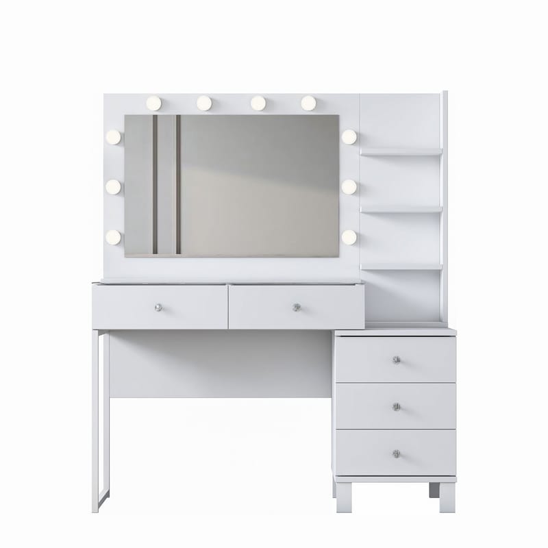 Sminkebord Wallxpert Isla-hylle BJ194 (120 x 141,8 x 40 cm) Hvit - Hvit - Møbler - Bord - Sminkebord & toalettbord