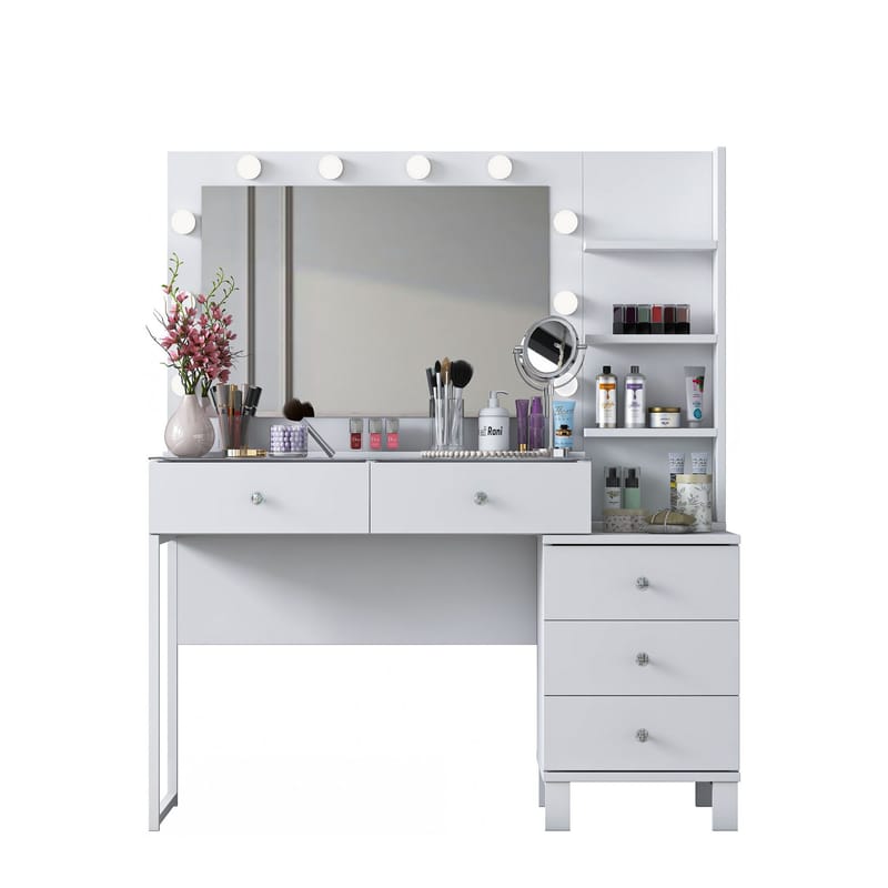 Sminkebord Wallxpert Isla-hylle BJ194 (120 x 141,8 x 40 cm) Hvit - Hvit - Møbler - Bord - Sminkebord & toalettbord