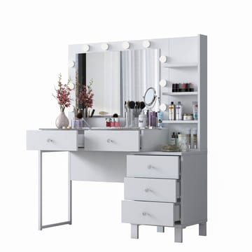 Sminkebord Wallxpert Isla-hylle BJ194 (120 x 141,8 x 40 cm) Hvit - Hvit - Møbler - Bord - Sminkebord & toalettbord