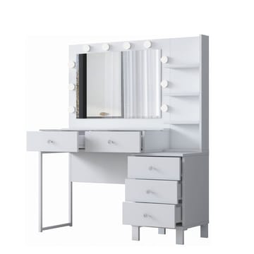 Sminkebord Wallxpert Isla-hylle BJ194 (120 x 141,8 x 40 cm) Hvit - Hvit - Møbler - Bord - Sminkebord & toalettbord