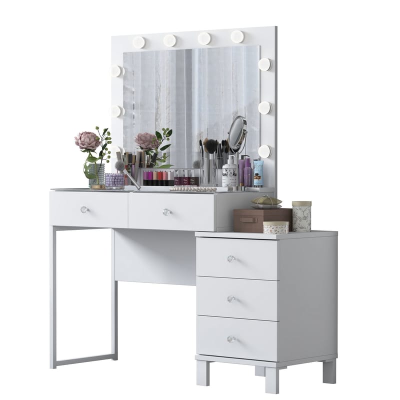 Sminkebord Wallxpert Isla Shelf BJ150 (120 x 141,8 x 40 cm) hvit - Hvit - Møbler - Bord - Sminkebord & toalettbord