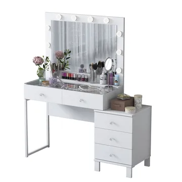 Sminkebord Wallxpert Isla Shelf BJ150 (120 x 141,8 x 40 cm) hvit - Hvit - Møbler - Bord - Sminkebord & toalettbord
