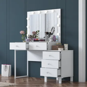 Sminkebord Wallxpert Isla Shelf BJ150 (120 x 141,8 x 40 cm) hvit - Hvit - M øbler - Bord - Sminkebord & toalettbord