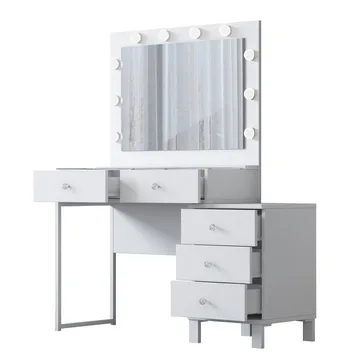 Sminkebord Wallxpert Isla Shelf BJ150 (120 x 141,8 x 40 cm) hvit - Hvit - Møbler - Bord - Sminkebord & toalettbord