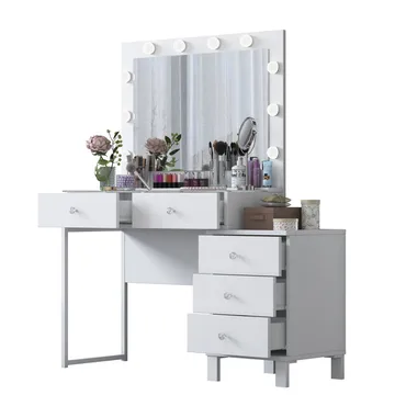 Sminkebord Wallxpert Isla Shelf BJ150 (120 x 141,8 x 40 cm) hvit - Hvit - Møbler - Bord - Sminkebord & toalettbord