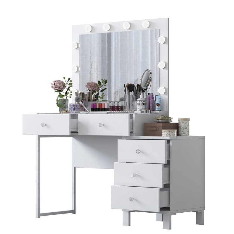 Sminkebord Wallxpert Isla Shelf BJ150 (120 x 141,8 x 40 cm) hvit - Hvit - Møbler - Bord - Sminkebord & toalettbord