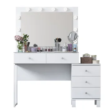 Sminkebord Wallxpert Isla Shelf BJ150 (120 x 141,8 x 40 cm) hvit - Hvit - Møbler - Bord - Sminkebord & toalettbord