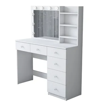 Sminkebord Wallxpert Juna BJ127 (110 x 141,8 x 40 cm) hvit - Hvit - Møbler - Bord - Sminkebord & toalettbord