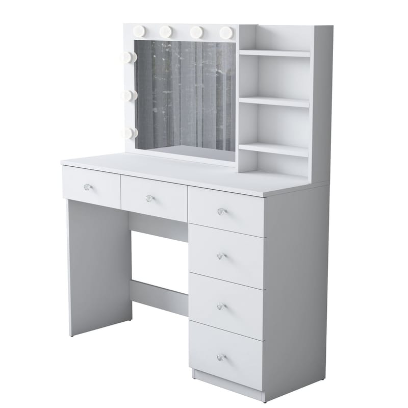 Sminkebord Wallxpert Juna BJ127 (110 x 141,8 x 40 cm) hvit - Hvit - Møbler - Bord - Sminkebord & toalettbord