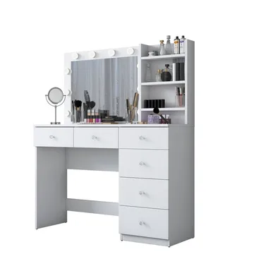 Sminkebord Wallxpert Juna BJ127 (110 x 141,8 x 40 cm) hvit - Hvit - Møbler - Bord - Sminkebord & toalettbord