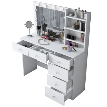 Sminkebord Wallxpert Juna BJ127 (110 x 141,8 x 40 cm) hvit - Hvit - Møbler - Bord - Sminkebord & toalettbord