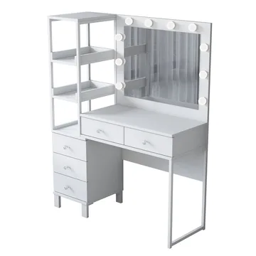 Sminkebord Wallxpert Juna BJ128 (110 x 141,8 x 40 cm) Hvit - Hvit - Møbler - Bord - Sminkebord & toalettbord
