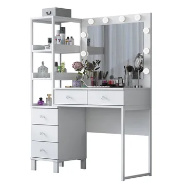 Sminkebord Wallxpert Juna BJ128 (110 x 141,8 x 40 cm) Hvit - Hvit - Møbler - Bord - Sminkebord & toalettbord