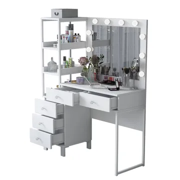 Sminkebord Wallxpert Juna BJ128 (110 x 141,8 x 40 cm) Hvit - Hvit - Møbler - Bord - Sminkebord & toalettbord