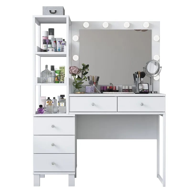 Sminkebord Wallxpert Juna BJ128 (110 x 141,8 x 40 cm) Hvit - Hvit - Møbler - Bord - Sminkebord & toalettbord