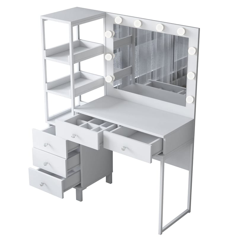 Sminkebord Wallxpert Juna BJ128 (110 x 141,8 x 40 cm) Hvit - Hvit - Møbler - Bord - Sminkebord & toalettbord