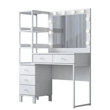 Sminkebord Wallxpert Juna BJ128 (110 x 141,8 x 40 cm) Hvit - Hvit - Møbler - Bord - Sminkebord & toalettbord