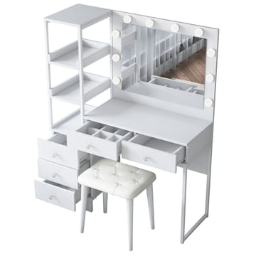 Sminkebord Wallxpert Kira-hylle BJ155 (120 x 79,8 x 44,5 cm) Hvit - Hvit - Møbler - Bord - Sminkebord & toalettbord