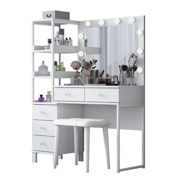 Sminkebord Wallxpert Kira-hylle BJ155 (120 x 79,8 x 44,5 cm) Hvit - Hvit - Møbler - Bord - Sminkebord & toalettbord