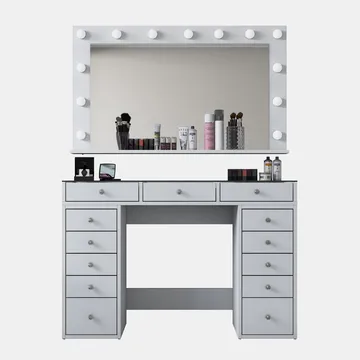Sminkebord Wallxpert Kira hylle BJ195 (120 x 79,8 x 44,5 cm) Hvit - Hvit - Møbler - Bord - Sminkebord & toalettbord