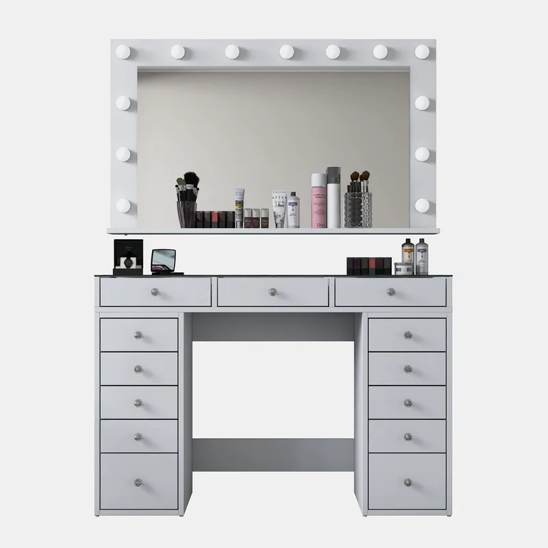 Sminkebord Wallxpert Kira hylle BJ195 (120 x 79,8 x 44,5 cm) Hvit - Hvit - Møbler - Bord - Sminkebord & toalettbord